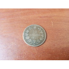 Віктор Еммануіл II. Монета 10 єнтезимо. 1866 рік, Італія.