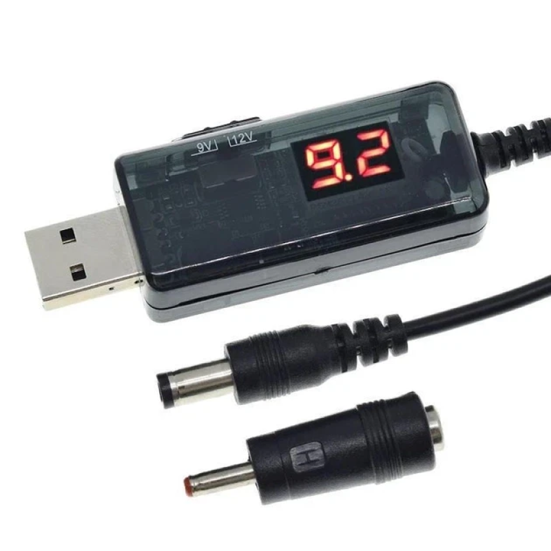 Кабель підвищуючий USB 5V - DC to 9V / 12V з перемикачем, для підключення Wi-Fi роутера модема та ін. від Power Bank
