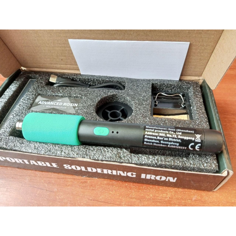 Паяльник USB/Бесдротовий, 3 Режими Нагрівання, Флюс для Паяння, Підставка та Кейс для зберігання
