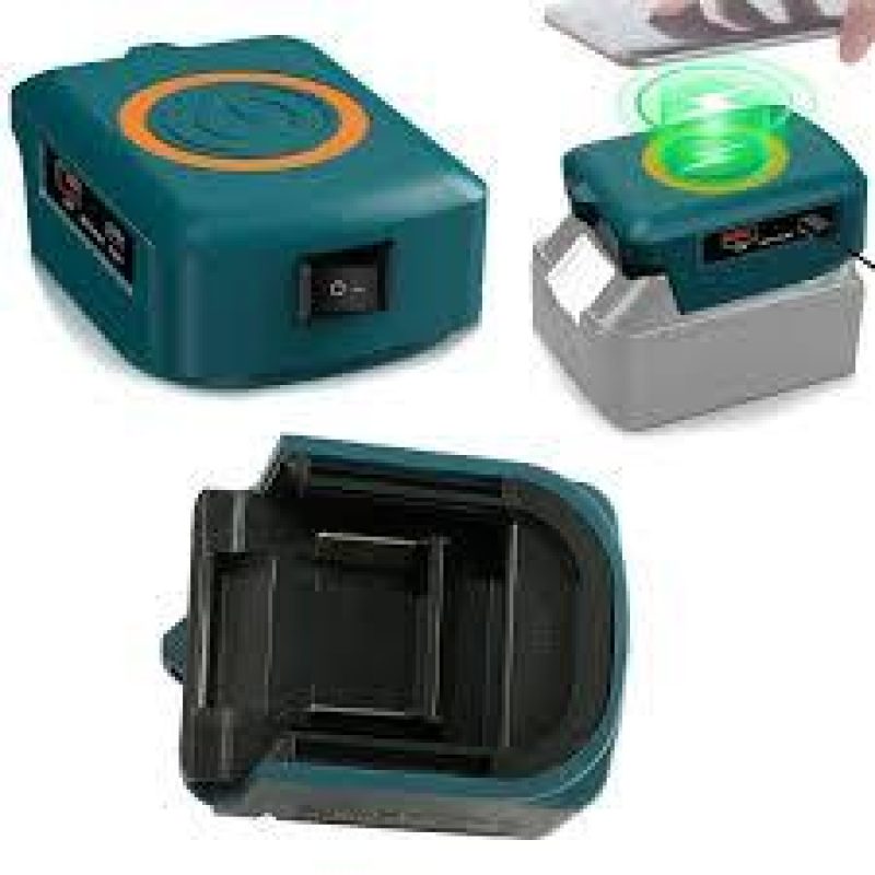 Адаптер для батарей Makita 18V з USB та PD Type-C зарядкою - Швидке живлення для літійних батарей 18V MAX (Тільки адаптер) Адаптер для батарей Makita 18V з USB та PD Type-C зарядкою - Швидке живлення для літійних батарей 18V MAX (Тільки адаптер)