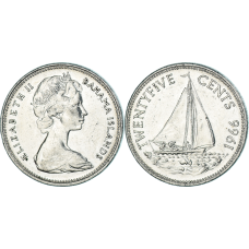 25 центов 1966-1970 Багамские Острова