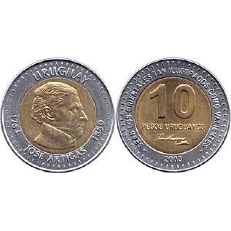 10 песо 2000, Уругвай