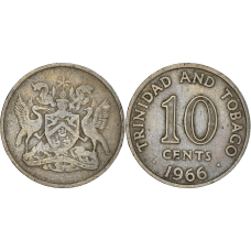 Вогняний гібіскус. Монета 10 млн. 1966-1972 рік, Трінідад і Тобаго.