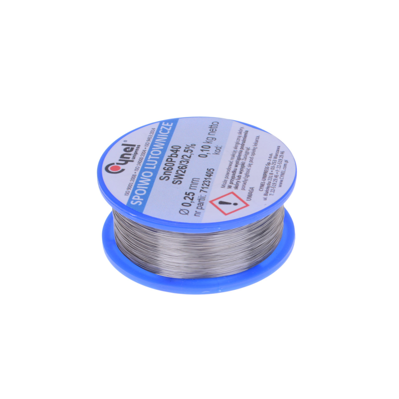 Припій Cynel Sn60Pb40-SW26 Q 0.25 мм (100 гр.) Припій Cynel Sn60Pb40-SW26 Q 0.25 мм (100 гр.)
