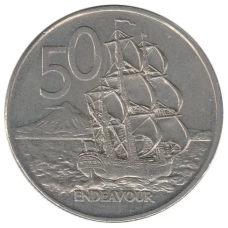 50 центов 1986-1989 года. Елизавета II. Новая Зеландия.