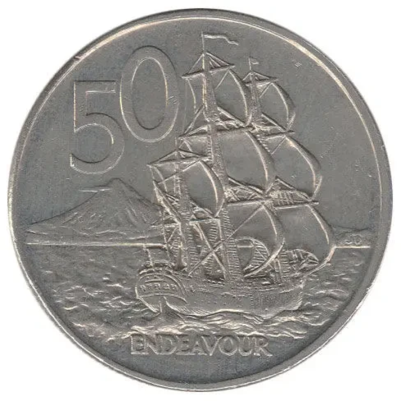 50 центов 1986-1989 года. Елизавета II. Новая Зеландия. 50 центов 1986-1989 года. Елизавета II. Новая Зеландия.