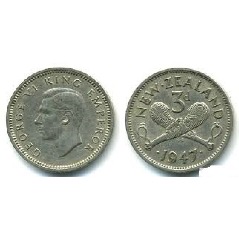 3 пенса 1947-52 - Георг VI, Новая Зеландия 3 пенса 1947-52 - Георг VI, Новая Зеландия