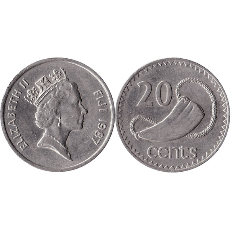 20 центов 1986-2010 - Елизавета II, Фиджи 20 центов 1986-2010 - Елизавета II, Фиджи