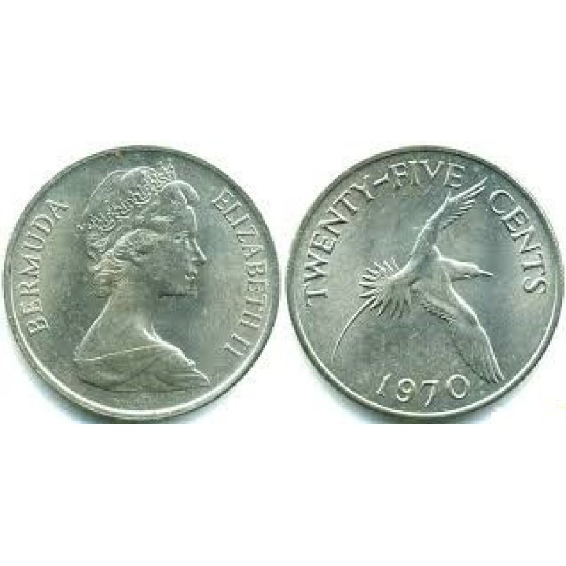 25 центов 1970-1985 - Елизавета II, Бермуды 25 центов 1970-1985 - Елизавета II, Бермуды