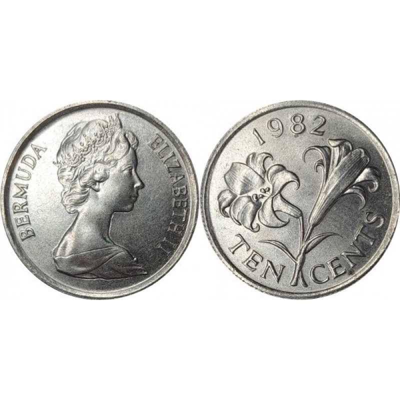 10 центов 1970-1985 - Елизавета II, Бермуды
