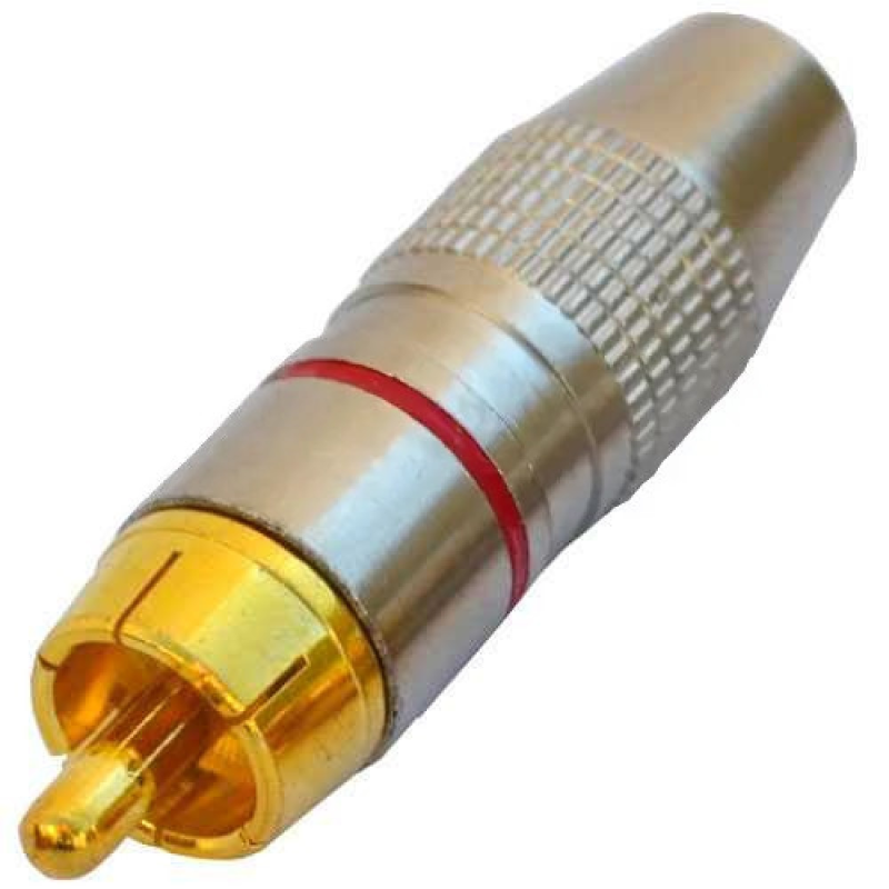 Штекер RCA silver-gold, діам.-6,5мм, корпус_метал, червоний Штекер RCA silver-gold, діам.-6,5мм, корпус_метал, червоний