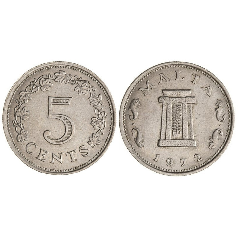 Монета 5 міліграмів. 1972-81 рік, Мальта