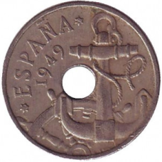 Монета 50 сантимів.  (1949- 1963 рр.), Іспанія.(Г)