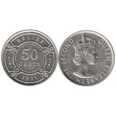 50 центов 1974-2017 - Елизавета II, Белиз