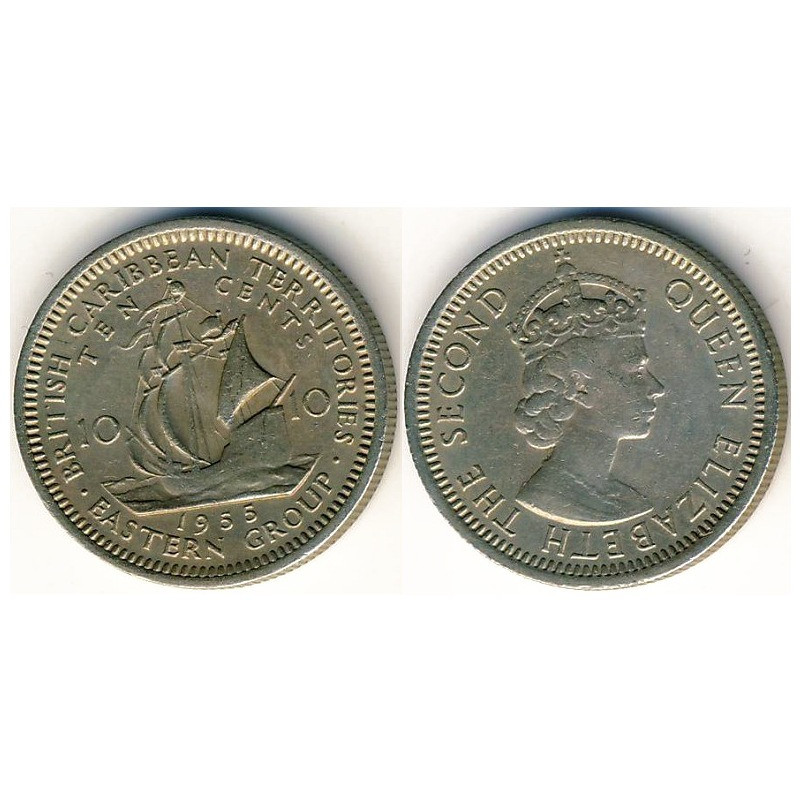 10 центов 1955-64 Восточные Карибы 10 центов 1955-64 Восточные Карибы