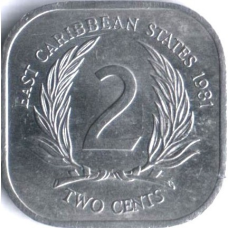 2 цента 1981-2000 - Елизавета II, Восточные Карибы