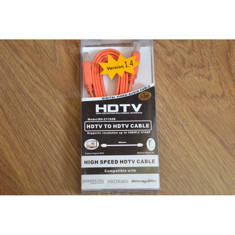 Кабель E-Cable HDMI - HDMI 1,5 м плоский червоний Кабель E-Cable HDMI - HDMI 1,5 м плоский червоний