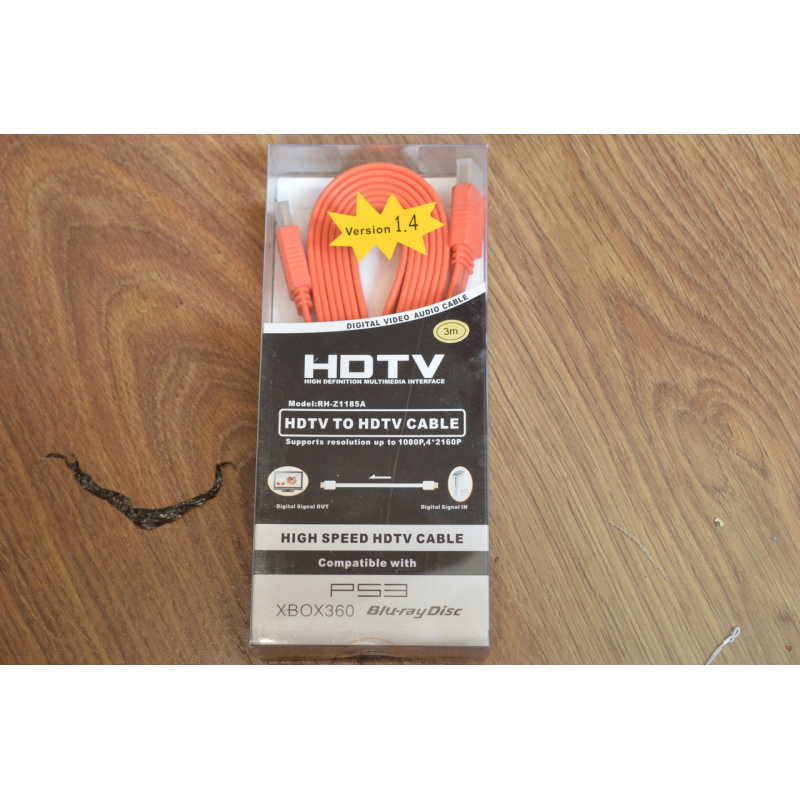 Кабель E-Cable HDMI - HDMI 3m червоний плоский Кабель E-Cable HDMI - HDMI 3m червоний плоский
