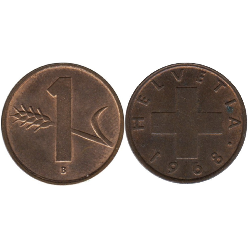 Швейцарія, 1 раппен, 1968, UNC Швейцарія, 1 раппен, 1968, UNC