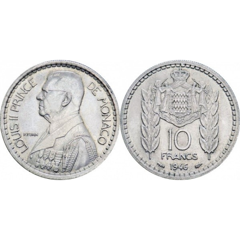 10 франков 1946 - Луи II, Монако (Д) 10 франков 1946 - Луи II, Монако (Д)