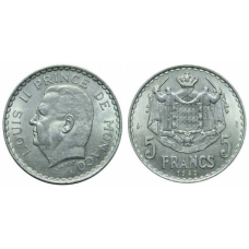 5 франков 1945 - Луи II, Монако (Д)