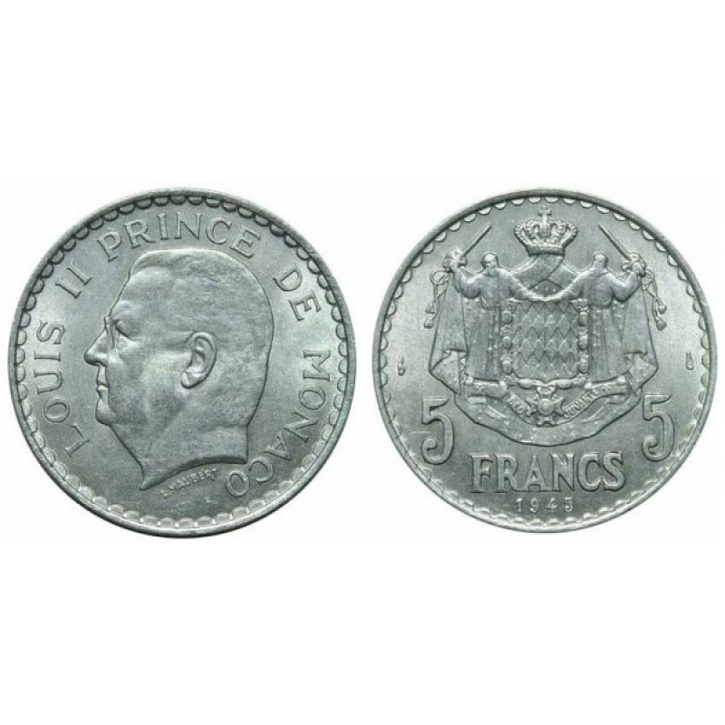5 франков 1945 - Луи II, Монако (Д)