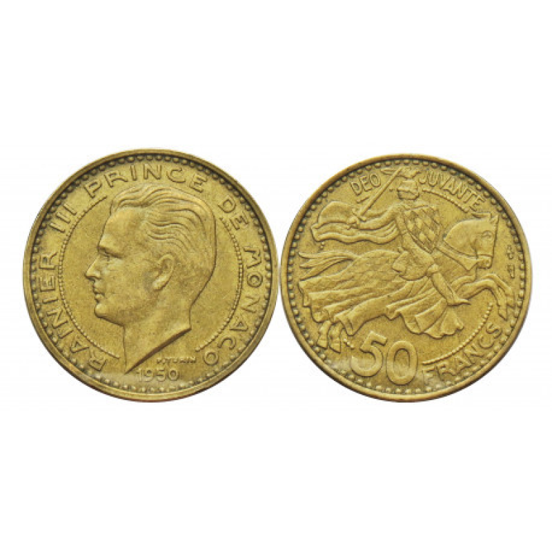 50 франков 1950 - Ренье III, Монако (Д) 50 франков 1950 - Ренье III, Монако (Д)
