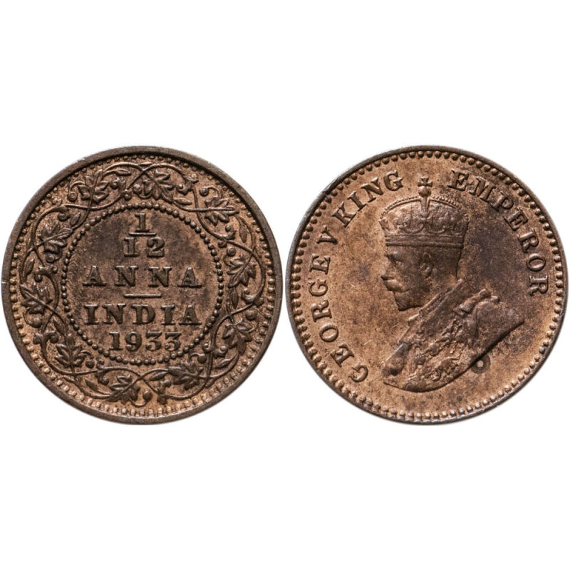 Індія 1/12 анна 1933 XF-aUNC Індія 1/12 анна 1933 XF-aUNC