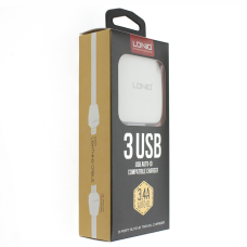 Мережевий Адаптер (зарядний пристрій) LDNIO DL-AC70 3xUSB 3.4 A + кабель micro USB