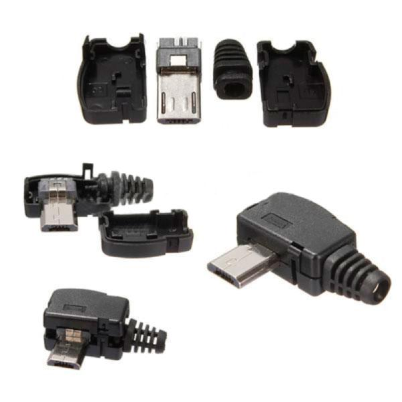 Штекер micro USB 5pin кутовий з розбірним корпусом