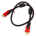 Шнур HDMI (штекер-штекер) v.1.4, “позолочений“, фільтр + сітка, 0,6 м, чорно-червоний