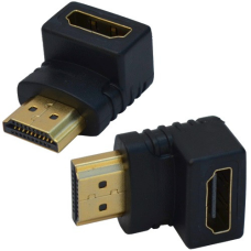 Перехідник , HDMI штекер - гніздо HDMI, gold, кутовий, пластик