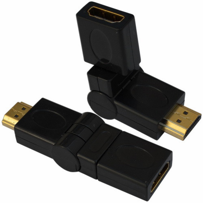 Переходник , штекер HDMI - гнездо HDMI, gold, поворотный на 360 градусов, пластик Переходник , штекер HDMI - гнездо HDMI, gold, поворотный на 360 градусов, пластик