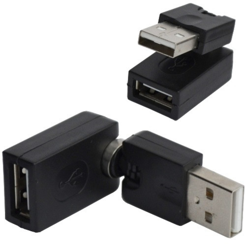 Перехідник , штекер USB A - гніздо USB А, 360 градусів поворотний