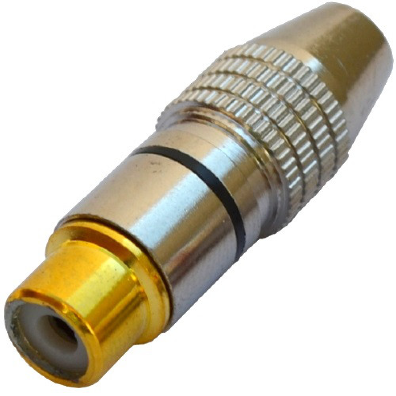 Гніздо RCA , silver-gold, діам.- 6,5 мм, корпус метал, чорний