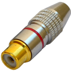 Гніздо RCA , silver-gold, діам.- 6,5 мм, корпус метал, червоний