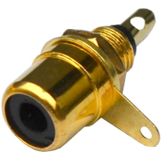 Гніздо RCA , монтажний, метал gold, чорне