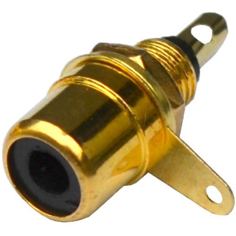 Гніздо RCA , монтажний, метал gold, чорне Гніздо RCA , монтажний, метал gold, чорне