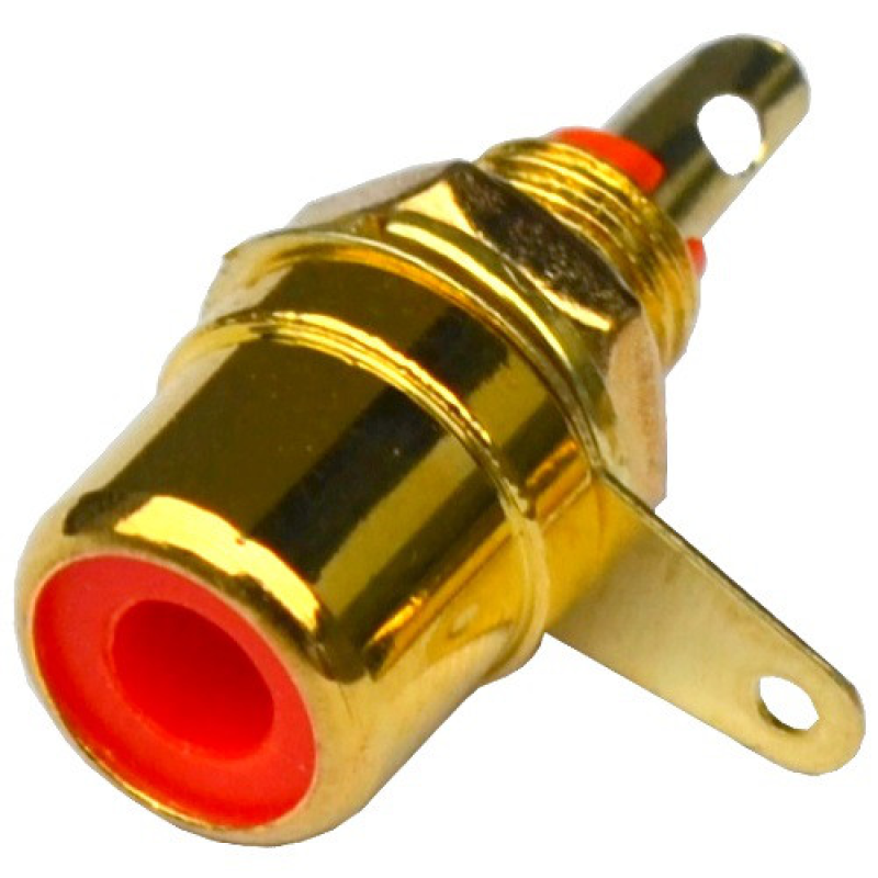 Гнездо RCA , монтажное, металл gold, красное Гнездо RCA , монтажное, металл gold, красное