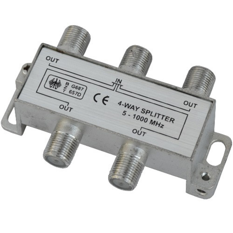 Спліттер (Splitter) ТВ 4-way 5-1000MHZ, корпус_металл Спліттер (Splitter) ТВ 4-way 5-1000MHZ, корпус_металл