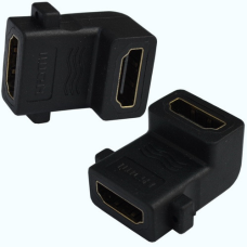 Перехідник , гніздо HDMI - гніздо HDMI, gold, кутовий