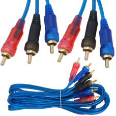 Шнур з“єднувальний , 3 RCA х 3 RCA, gold, діам.- 3,5х10,5мм, прозоро-синій, 3м