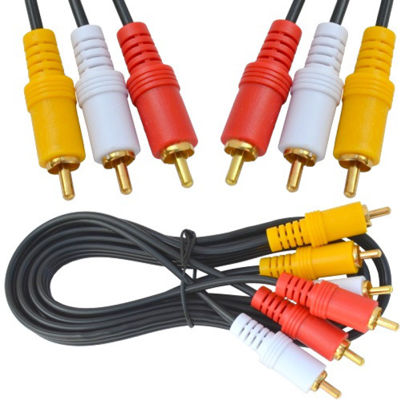 Шнур з“єднувальний , 3RCA х 3RCA, gold, 4х12мм, 1,2 м, чорний