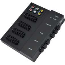 Перехідник “Tcom“, 4 гнізда Скарт (21pin) - 6 гнізд RCA + 6 перемикачів, корпус пластик