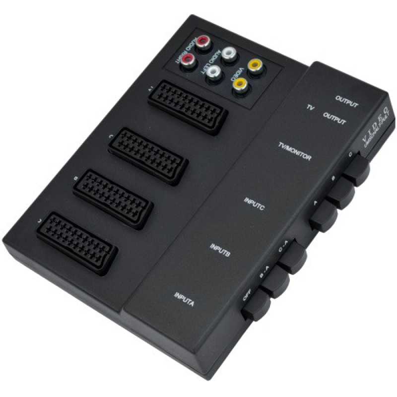 Перехідник “Tcom“, 4 гнізда Скарт (21pin) - 6 гнізд RCA + 6 перемикачів, корпус пластик