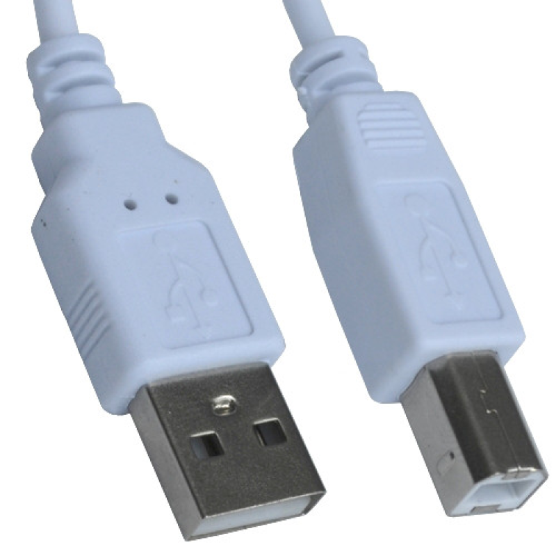 Шнур USB штекер A - штекер В, v.2,0, діам.-3мм, 0,8 м, білий Шнур USB штекер A - штекер В, v.2,0, діам.-3мм, 0,8 м, білий