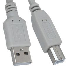 Шнур USB штекер A — штекер В, v.2.0, діам.-4.5мм, 5 м, сірий