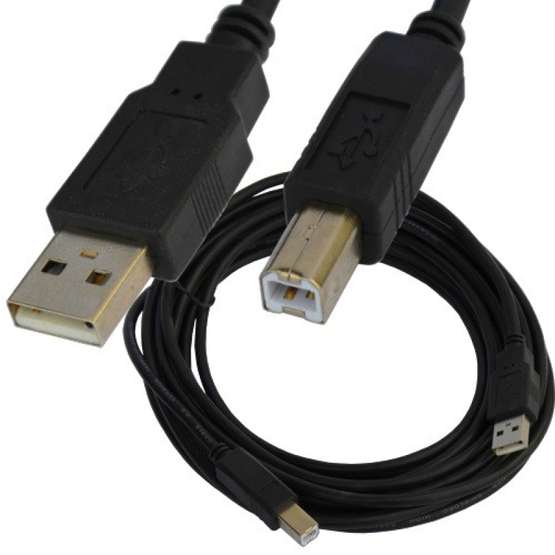 Шнур USB штекер A - штекер В, v.2.0, діам.- 4.5 мм, 5м, чорний Шнур USB штекер A - штекер В, v.2.0, діам.- 4.5 мм, 5м, чорний