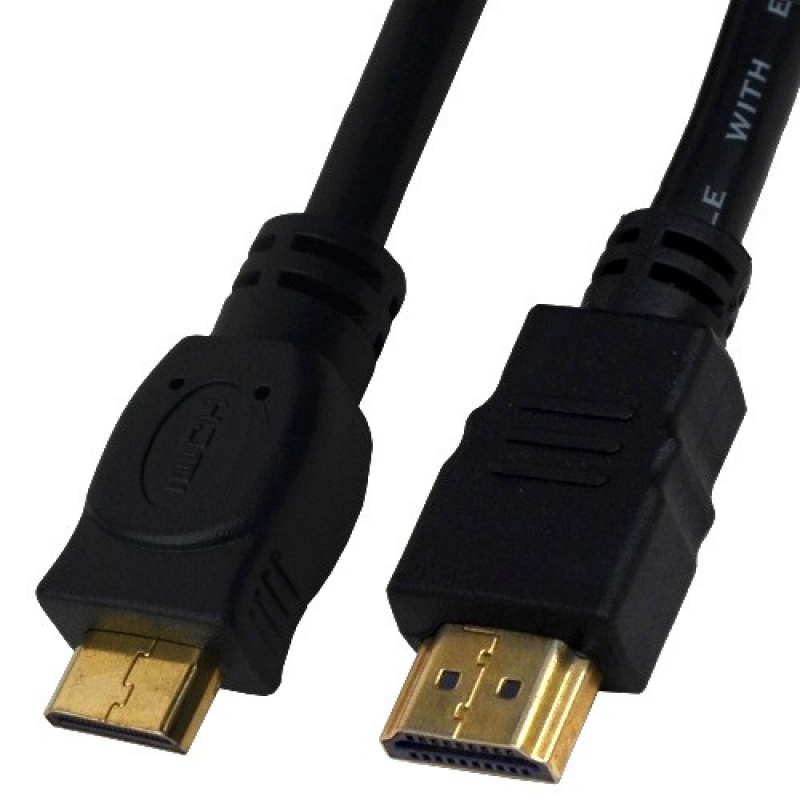 Шнур HDMI (штекер HDMI штекер mini HDMI), “позолочений“, діам.-6,0 мм, 1,5 м, чорний