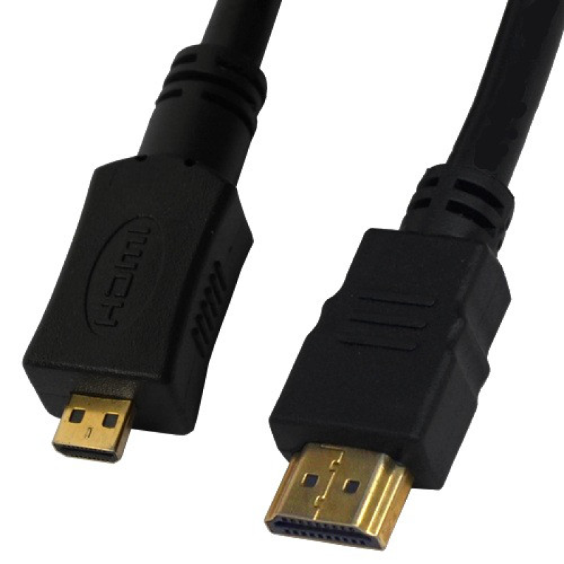 Шнур HDMI (штекер HDMI — штекер micro HDMI), v.1.4, “позолочений“, діам.- 5 мм, 1,5 м